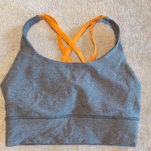 Gray and Orange Lulu Longline Energy Bra